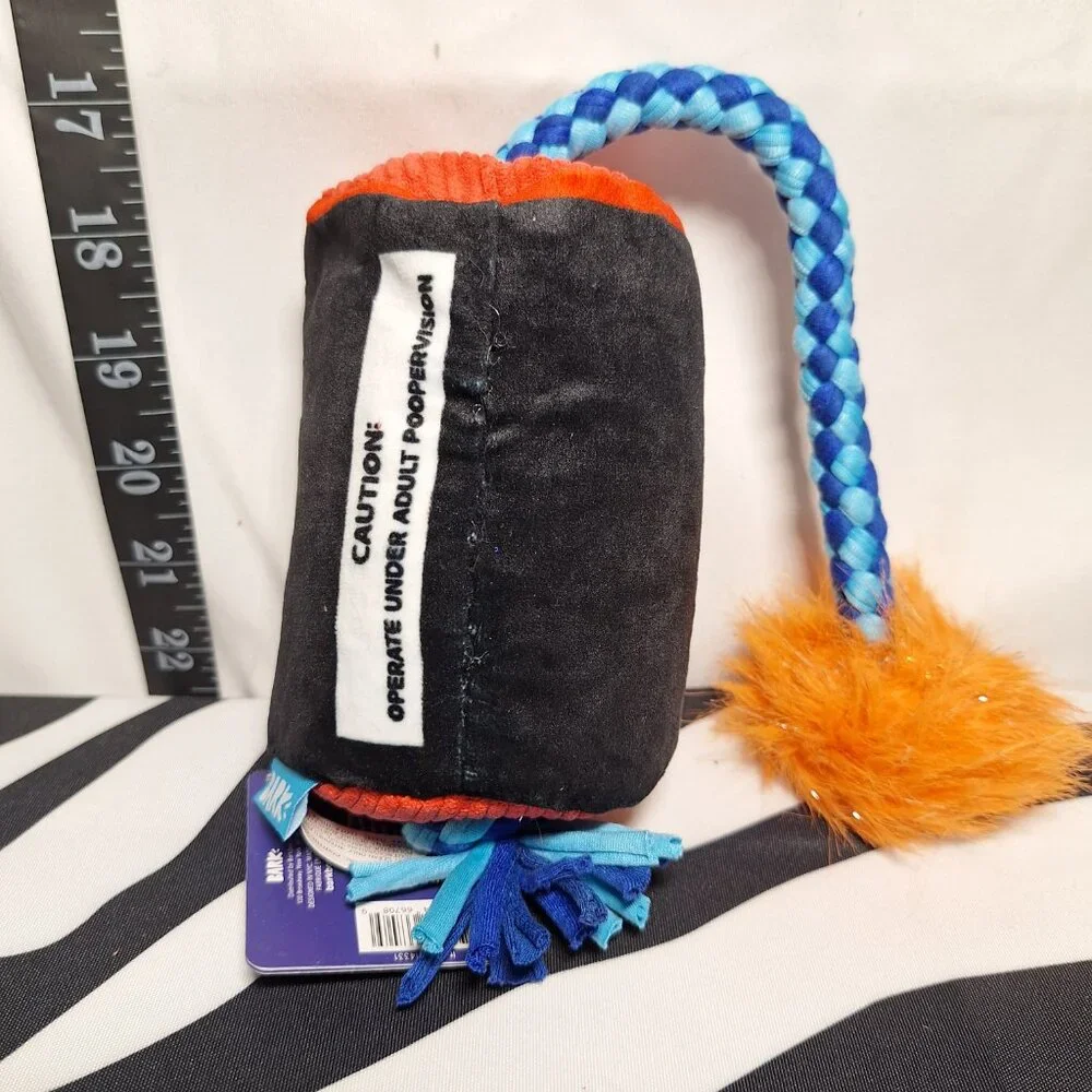 NWT Bark Firecracker 3 Pack Dog Toys = Furry Cracker +OK Boomer +Throwman Candle